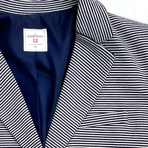 GAP The Academy Blazer Navy Blue and White Striped Size 12 - Picture 8 of 10